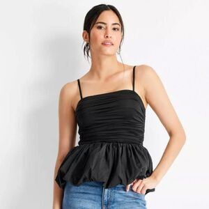 Future Collective Slim Fit Ruched Bubble Tank Top Size Small NWOT, Feminine Chic